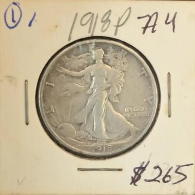 1918 Walking Liberty Half Dollar – (AU) – 90% Silver