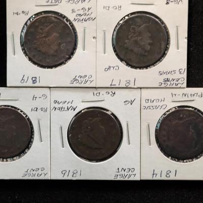 Large Cent Collection 1808-1820 5 PCS