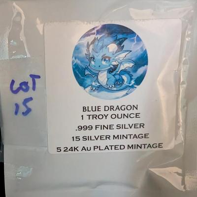Haleybug Blue Dragon 1 Troy Ounce .999 Fine Silver Round – Ultra Rare Limited Mintage