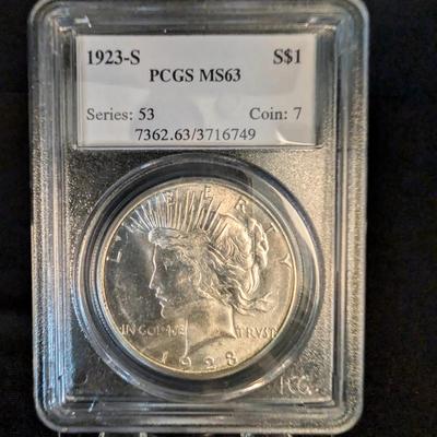 1923 S Peace Dollar PCGS MS63 
