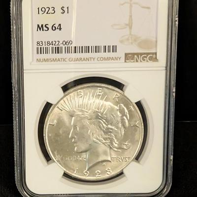 1923-S Peace Dollar – NGC MS64 – San Francisco Mint – 90% Silver