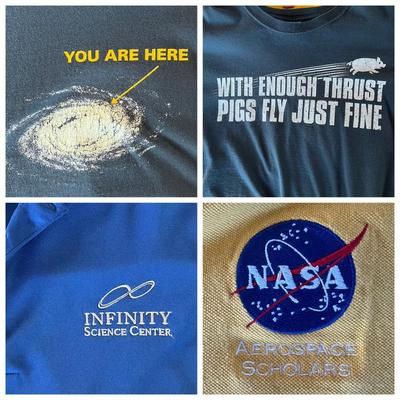 (4) Mens XL Science T-Shirts ft. NASA Aerospace Scholars Polo