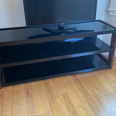 Tv Stand Wood with Glass Shelves