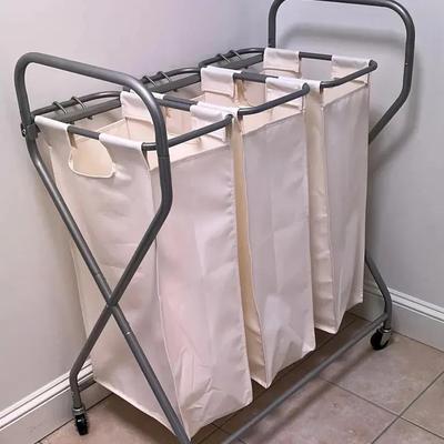 Rolling Laundry Hamper with Three Compartments