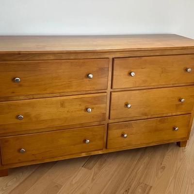Honey Six-Drawer Wooden Dresser