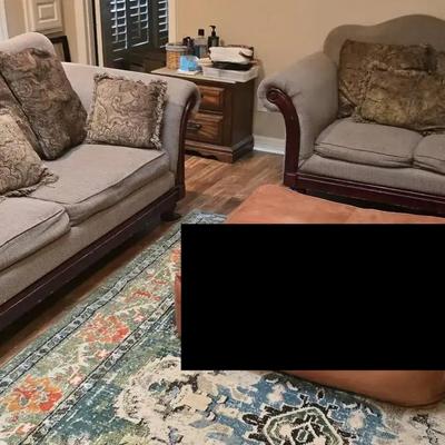 Living Room Sofa and Loveseat - Upstairs (leather ottoman not included)