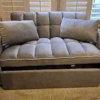 3 in 1 Convertible Sleeper Sofa Bed, Modern Pull Out Couch , Adjustable Backrest,  Loveseat