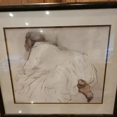 An R.C. Gorman offset lithograph, "Pensive Woman", Signed 