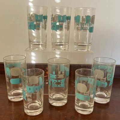 MCM Royal China Atomic Blue Heaven Tumblers Set Of 8