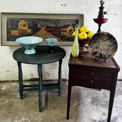 Two Side Tables, Painting, Pottery