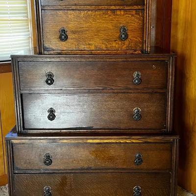 Stacked Style! Vintage 3-Tier Oak Chest With 6 Drawers