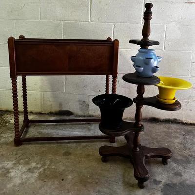 Wooden And Metal Plant Displays With Pots