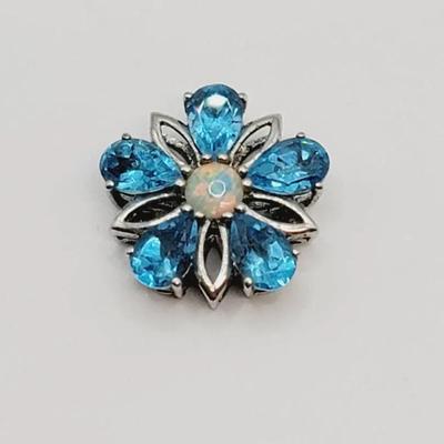 Av 925 Sterling Blue and Opal Pendant Silver