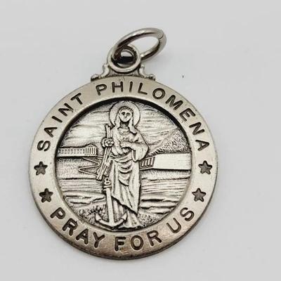 925 Sterling Silver Saint Philomela Prayer Medallion 