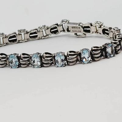 Sterling 925 Blue Topaz Bracelet Thailand Silver