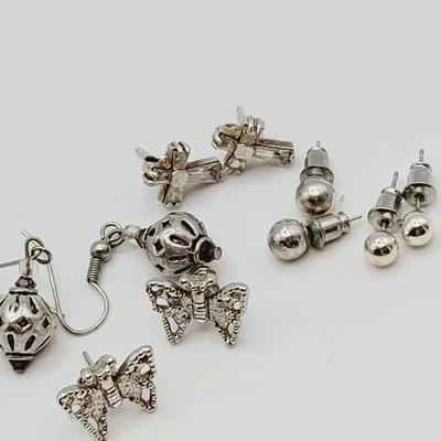 Sterling And Silver Tone Small Earring Lot