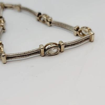 Sterling 925 Gold Washed Silver CZ Link Bracelet 