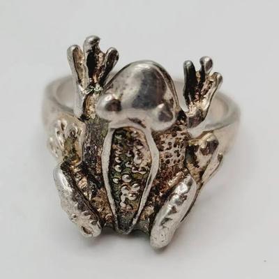 Sterling 925 Frog Ring Super Cute Sz 7