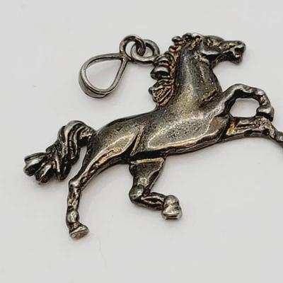 925 Silver Running or Galloping Sterling Horse Pendant 