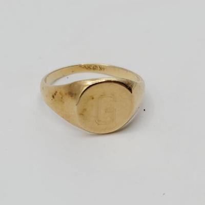 Sz 5.5 14k Yellow Gold Insignia Ring Mono G