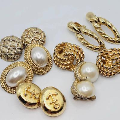 6 Pair Nautical & Rope Themed Clip Earrings