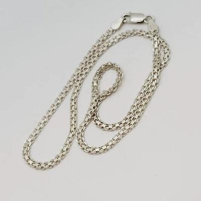 Sterling Choker Length Chain Interesting Links 925 Silver