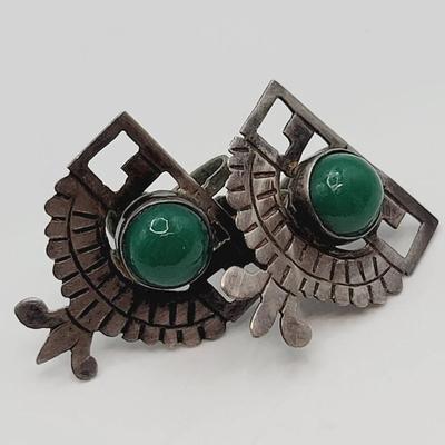Mexico Sterling Screw Back Earrings Bird Wing Design