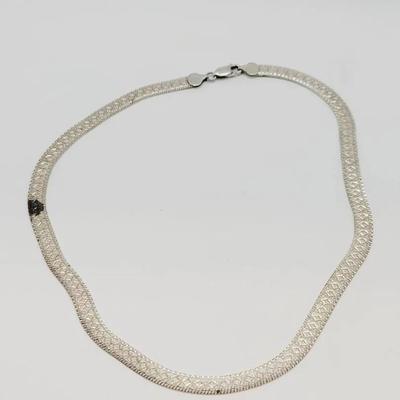 925 Sterling Diamond Cut Flat Chain Necklace Italy