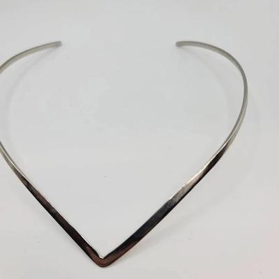 Silver Tone V Collar Necklace 