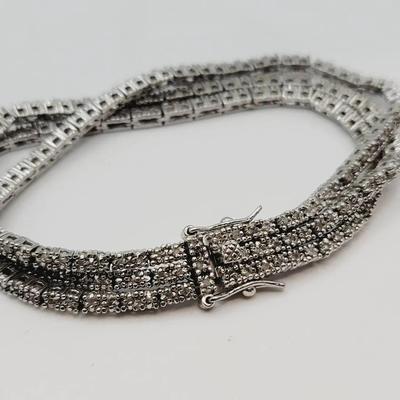 Sterling Clear Stone Tennis Bracelet 925 Silver 3 Strand