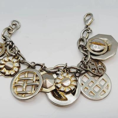 Chunky Gold Tone Tory Burch Charm Bracelet