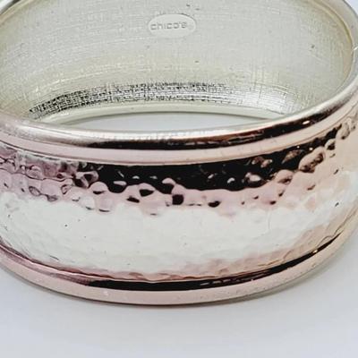 Chico's Hammered Silver Tone Clamper Bracelet 