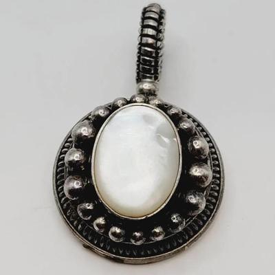 925 Sterling BA Mother of Pearl Bali Sterling Silver Pendant 