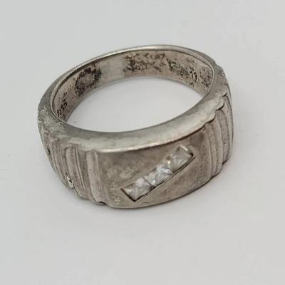 Sterling Ring 925 Sz 10.5 3 Stone Heavy
