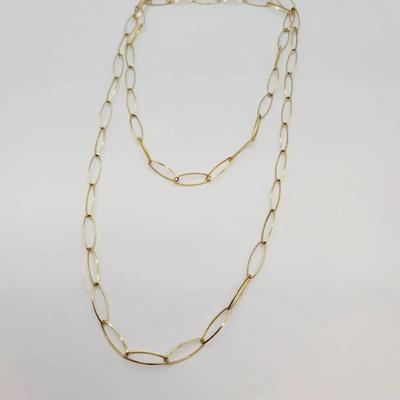 Gold Wash Sterling Oval Link Necklace 36" 