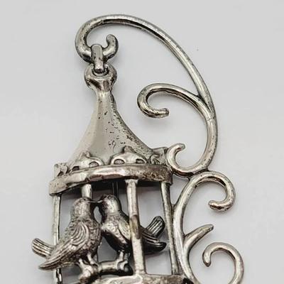 Lang Sterling Silver 925 Bird Cage Pin or Brooch Vintage 