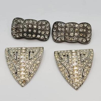Dress Pins and Shoe Clips Rhinestone Antique 