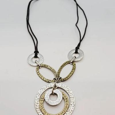 Hammered Disc Multi Tone Metal Necklace