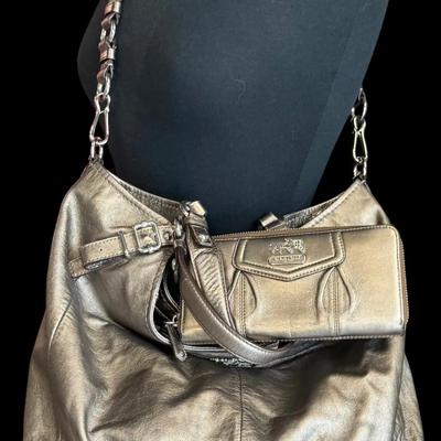 SAM102 - Coach Metallic Shoulder Bag and Matching Wallet