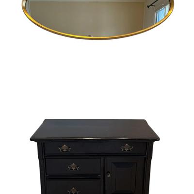 JL501 - Vintage Wooden Sideboard/Small Buffet Cabinet and Wall Mirror