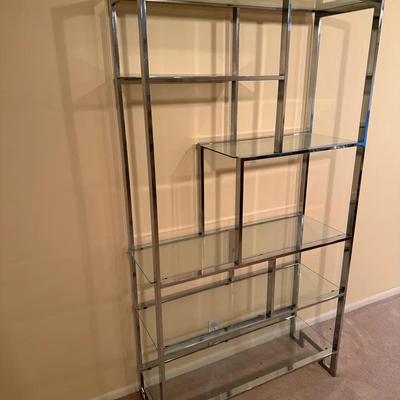 JL304 - Glass Chrome Finish Metal Shelving Unit