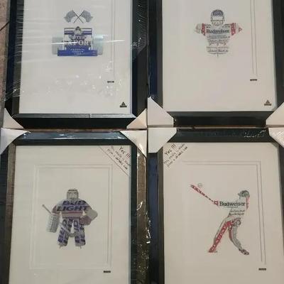 4 NEW Martin Allen Framed Sport Art - Laser Cut Aluminum Can - Football Baseball Hockey
