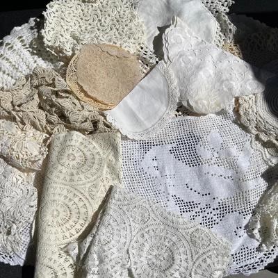 Large Selection of Vintage Doily Pieces - Lace, Crochet, White, Cream - Round, Square