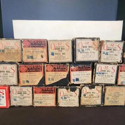Player Piano Rolls, QRS Autograph Word Rolls, (26) Rolls