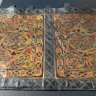 Hand Painted Leather Decorative Wall Hanging And Rod