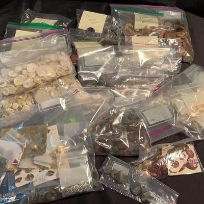 Sorted Buttons - White, Brown, Silver, Fancy, Quilted, Clear, Square - Lots of Selection