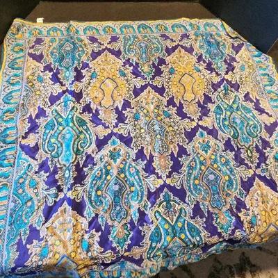 Oscar De La Renta Blue Purple Shawl Wrap - 100% Silk - Made in Japan