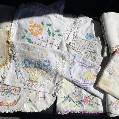 White Detailed Floral Embroidered Linens - Tablecloths, Runners, Placemats & Pillowcase