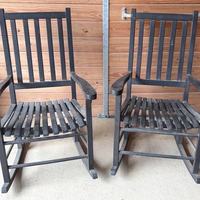 Pair Of Outdoor Wooden Rocking Chairs
