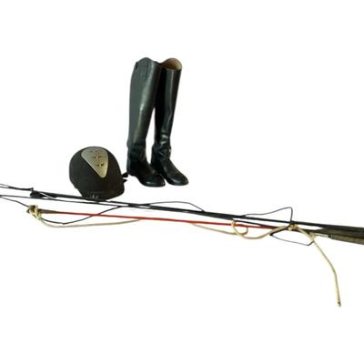 English Riding - Kylin Equestrian Helmet, OV Finalist Women’s Riding Boots & Collection Of Whips
